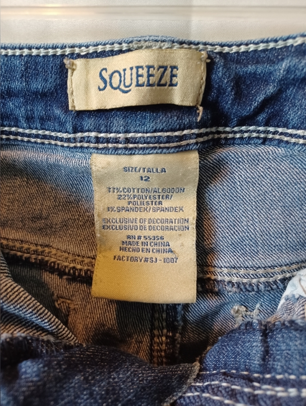 Squeeze Girls Dark Faded Blue Patch-Accent Distressed Skinny Denim Jeans - Picture 6 of 6